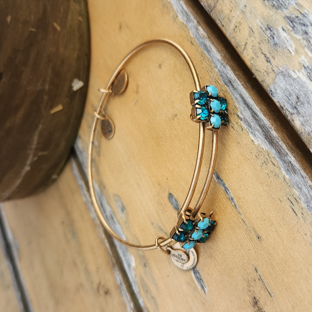Alex And Ani Green Emerald Crystal Adjustable Gold Bracelet